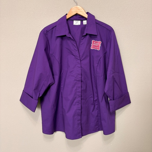 Riders by Lee Wrinkle Resist Shirt - Purple, 1X - NWT - Picture 1 of 7